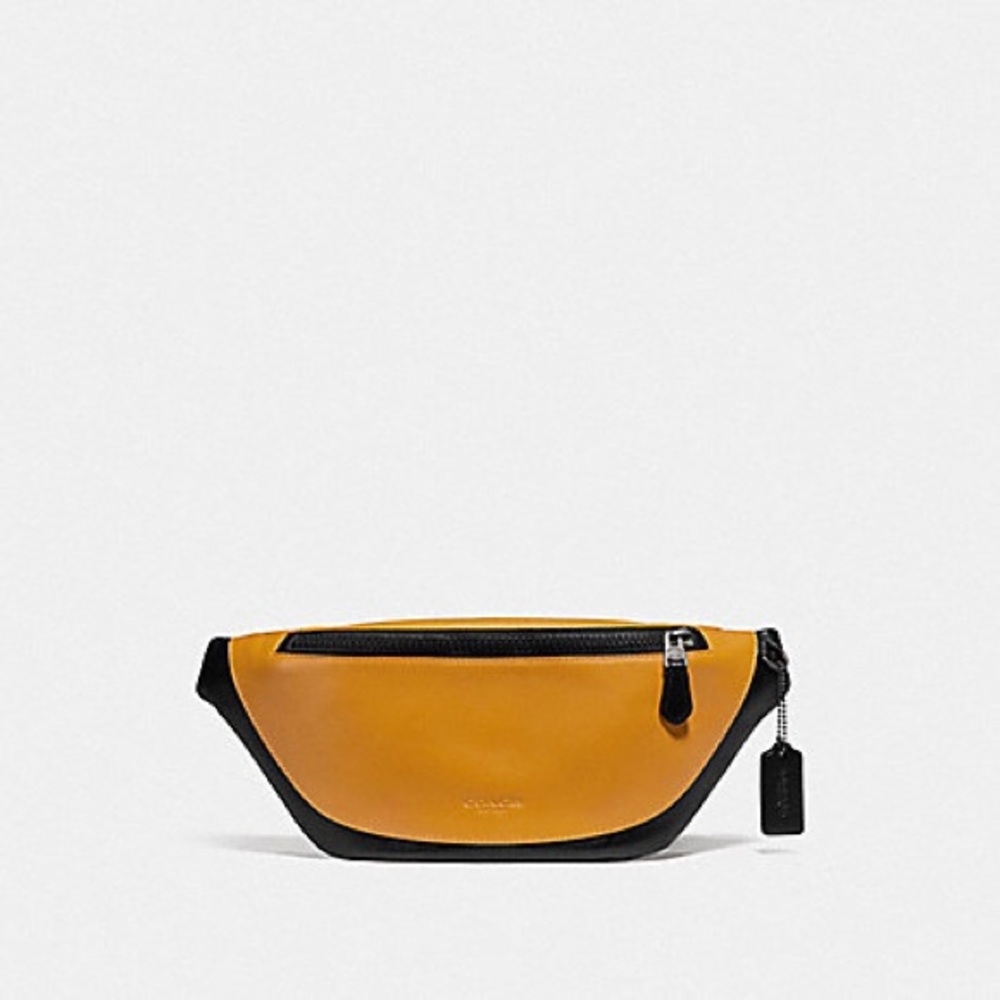 NEW ‼️ COACH MEN WARREN BELT BAG AMBER LEATHER